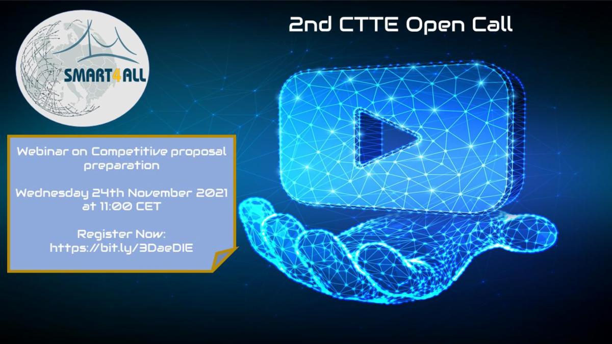 SMART4ALL Webinar on Competitive Proposal  Preparation for 2nd CTTE Open Call November 24th, 2021 • 11:00-12:30 (CET)