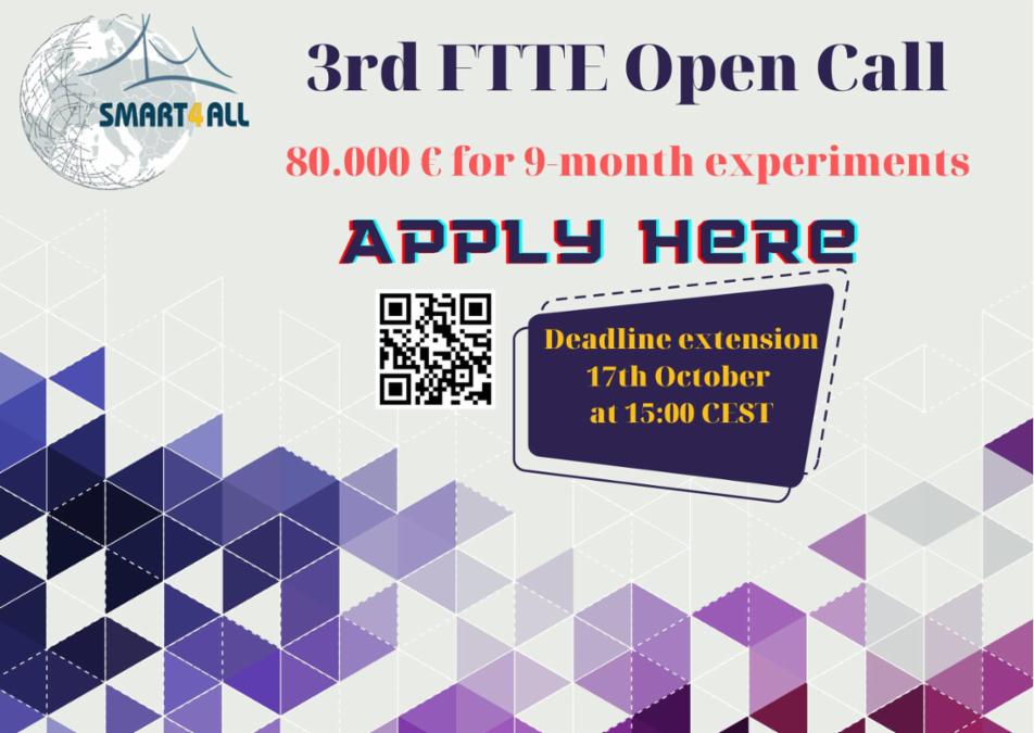 3rd FTTE Open Call deadline extension – 17 October 2022